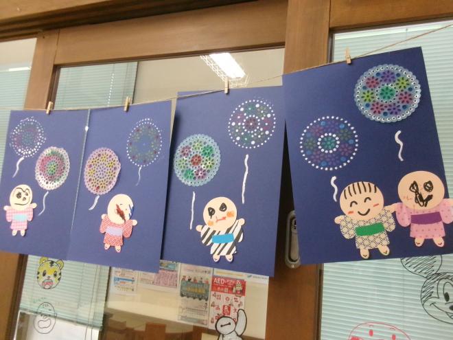 花火と浴衣姿の子どもの作品が完成
