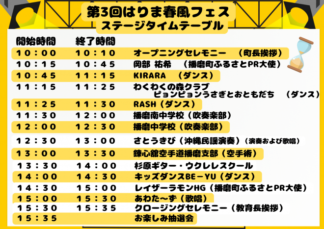 ステージタイムスケジュール